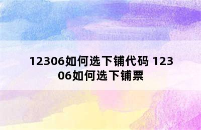 12306如何选下铺代码 12306如何选下铺票